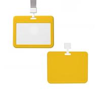 Porte-badge coulissant vertical en plastique rigide jaune canard laiteux - Housse de protection étanche avec cordon - Pour bureau, infirmière, médecin, enseignant