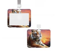 Porte-badge coulissant vertical en plastique rigide - Motif tigre coloré - Étanche - Avec lanière - Pour bureau, infirmière, médecin, enseignant