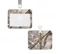 Porte-badge coulissant vertical en plastique rigide pour flûte - Porte-badge de musique étanche - Avec lanière - Pour bureau, infirmière, médecin, enseignant