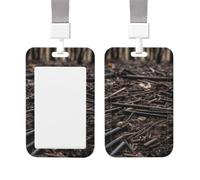 Porte-badge coulissant vertical en plastique rigide - Scène de forêt - Étanche - Avec lanière - Pour bureau, infirmière, médecin, enseignant