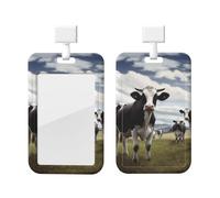 Porte-badge coulissant vertical en plastique transparent rigide pour badge de travail, carte d'identité, carte d'identité, porte-badge avec cordon de protection pour cartes d'identité, cartes de