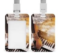 Porte-badge coulissant vertical pour piano, violon, notes de musique, porte-badge pour dragonne, porte-nom, porte-nom pour médecin, enseignant, infirmière