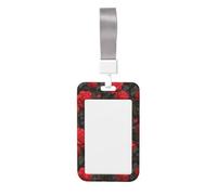 Porte-badge coulissant vintage en plastique rigide avec motif coquelicot rose rouge vif pour infirmières et bureau