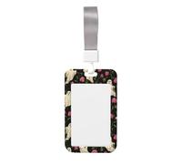 Porte-badge coulissant vintage en plastique rigide avec motif fantômes et roses