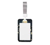Porte-badge coulissant vintage en plastique rigide avec motif fleurs sauvages pleine lune et marguerites pour infirmières et bureau