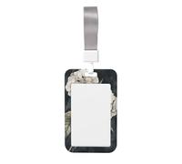 Porte-badge coulissant vintage en plastique rigide avec motif hortensia botanique pour infirmières et bureau