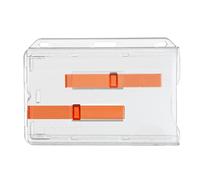 Porte-badge d’identité en polycarbonate pour deux cartes et deux glissières rouge