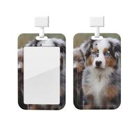 Porte-badge de berger australien avec cordon étanche pour carte d'identité - Porte-nom portable pour bureau, infirmière, enseignant, clé de carte de crédit