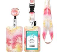 Porte Badge de Carte d'Identification avec Cordon Tour de Cou, Tour de Cou Porte Cl¨¦ avec Swivel Lobster Clasp,Porte Carte Cou, Pour Cl¨¦s, Carte d'¨¦tudiants, Carte Bus (Marble Orange)
