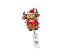 Porte-badge de Noël à paillettes en ABS rétractable avec clip de poche en métal pour infirmière, médecin, épingle de vacances réutilisable