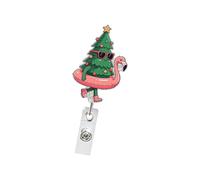 Porte-badge de Noël à paillettes en ABS rétractable avec clip de poche en métal pour infirmière, médecin, vacances