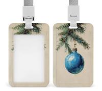 Porte-badge de Noël vintage bleu rétractable avec clip pour carte de protection, badge nominatif, étiquette de nom pour travail, bureau, médecin, infirmière