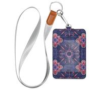Porte-badge de sécurité motif mandala géométrique pêche avec cordon et porte-cartes de capacité de 3 cartes pour le personnel, les officiers, les étudiants, les médecins, les employés