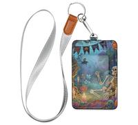 Porte-badge de sécurité rétro en cuir de citrouille orange d'Halloween avec lanière et porte-carte d'identité d'une capacité de 3 cartes, pour bureau, école, hôtel, cartes de passe