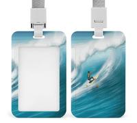 Porte-badge de surf vertical transparent avec fenêtre transparente et lanière - Porte-badge étanche pour personnel de bureau