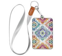 Porte-badge de travail coloré bohème pour femme avec cordon et porte-carte de sécurité de capacité de 3 cartes pour le personnel, les officiers, les étudiants, les médecins, les employés