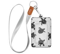 Porte-badge de travail en cuir blanc tortue noire pour femme avec cordon et capacité de 3 cartes d'identité, pour le personnel, les officiers, les étudiants, les médecins, les employés