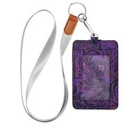 Porte-badge de travail tribal violet abstrait avec cordon et 3 porte-cartes pour le personnel, les officiers, les étudiants, les médecins, les employés