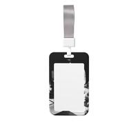 Porte-badge d'échecs noir et blanc avec lanière en plastique rigide pour badge de travail, cartes d'identité, cartes de crédit, clés verticales, étui de protection pour bureau pour homme et femme