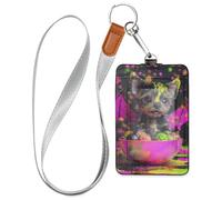 Porte-badge d'Halloween en cuir avec ailes de chauve-souris 3D avec lanière et capacité de 3 cartes d'identité pour le personnel, les officiers, les étudiants, les médecins, les employés