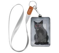 Porte-badge d'Halloween en cuir avec cordon et 3 cartes pour bureau, hôpital et permis de conduire Noir