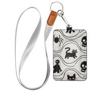 Porte-badge d'Halloween en cuir avec lanière et étui de capacité de 3 cartes avec porte-cartes, pour le personnel, les officiers, les étudiants, les médecins, les employés