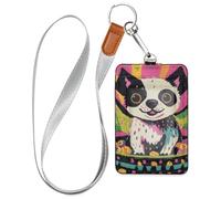 Porte-badge d'Halloween en cuir coloré avec ailes de chauve-souris pour femme avec cordon et porte-cartes d'une capacité de 3 cartes pour le personnel, les officiers, les étudiants, les médecins, les