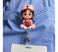 Porte-badge d'identification 2D en acrylique pour infirmière - Clip de badge rétractable, convient aux étudiants en médecine et aux infirmières praticiennes - Matériau PMMA Clip de badge d'identificat