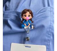 Porte-badge d'identification 2D en acrylique pour infirmière - Clip de badge rétractable, convient aux étudiants en médecine et aux infirmières praticiennes - Matériau PMMA Clip de badge d'identificat