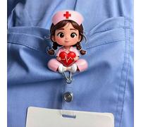 Porte-badge d'identification 2D plat en acrylique pour infirmière - Clip de badge rétractable, convient aux étudiants en médecine et aux infirmières praticiennes - Matériau PMMA Identification sur le 
