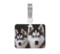 Porte-badge d'identification avec cordon - Motif chien husky - Porte-badge vertical - Pour infirmière, médecin, bus, métro