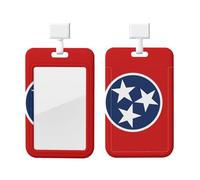 Porte-badge d'identification avec cordon - Protection verticale en ABS transparent - Bobine rétractable pour le bureau - Drapeau de l'État du Tennessee