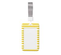 Porte-badge d'identification avec cordon tour de cou vertical étanche et motif à rayures jaunes pour bureau, école