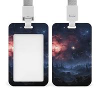 Porte-badge d'identification avec fenêtre transparente - Porte-badge - Étoiles de nuit - Protection verticale - Clips pour infirmière, médecin, bus, métro