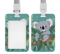 Porte-badge d'identification avec fenêtre transparente - Porte-badge Koala Vine - Protection verticale pour carte d'identité - Clips pour infirmière, médecin, bus, métro