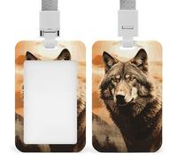 Porte-badge d'identification avec fenêtre transparente - Porte-badge - Porte-nom - Loup au soleil - Protection verticale - Clips pour infirmière, médecin, bus, métro