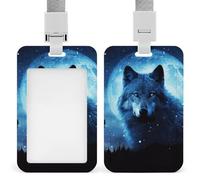 Porte-badge d'identification avec fenêtre transparente - Porte-badge - Porte-nom - Loups - Protection verticale - Clips pour infirmière, médecin, bus, métro