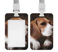 Porte-badge d'identification avec fenêtre transparente - Porte-badge - Porte-nom mignon Beagle vertical - Pour infirmière, médecin, bus, métro