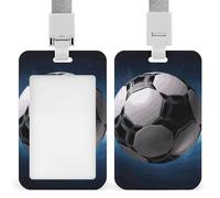 Porte-badge d'identification avec fenêtre transparente - Porte-badge pour carte de nom - Ballon de football - Protection verticale - Clips pour infirmière, médecin, bus, métro