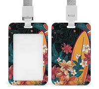Porte-badge d'identification avec fenêtre transparente - Porte-badge pour carte de surf et fleurs verticales - Pour infirmière, médecin, bus, métro