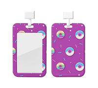 Porte-badge d'identification avec lanière Arc-en-ciel coloré Sweet Donuts Card Name Tag Longe Vertical ID Protector Bage Clips forNursingTeacher Student