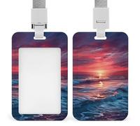 Porte-badge d'identification avec lanière Ocean at Warm Twilight, bateau de croisière, clip amusant, couleurs assorties, protecteur de carte vertical pour employés de bureau, médecins et enseignants