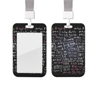 Porte-badge d'identification avec motif de formule mathématique avec lanière détachable - Porte-carte d'identité vertical en plastique étanche - Housse de protection pour le travail, le bureau, les