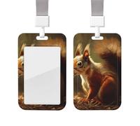 Porte-badge d'identification avec motif écureuil dessiné à la main, étui vertical de protection pour carte avec fenêtre transparente, coulissant en plastique, idéal pour les infirmières et les fournit