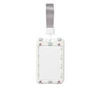 Porte-badge d'identification avec motif pingouin portant des fleurs imprimées avec sangle de cou verticale étanche pour bureau école