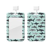 Porte-badge d'identification avec motif requin - Porte-carte d'identité vertical avec lanière détachable - Pour bureau, infirmière, enseignante