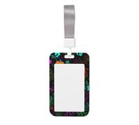 Porte-badge d'identification avec motif tête de mort d'Halloween avec sangle de cou verticale étanche pour bureau, école