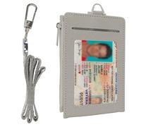 Porte-badge d'identification avec poche zippée, porte-cartes TD en cuir avec cordon, plusieurs emplacements pour cartes d'identité verticales, porte-badge pour étudiants, adolescents, garçons, filles,