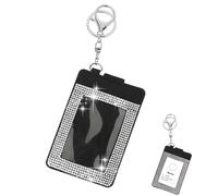 Porte-badge d'identification avec porte-clés, strass en cristal, porte-cartes en polyuréthane avec fenêtre transparente, porte-clés, clip en métal pour bureau, carte de nom, carte d'identité.