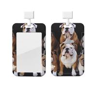 Porte-badge d'identification Bouledogue anglais, étui en plastique étanche avec cordon, l pour les enseignants et le bureau.